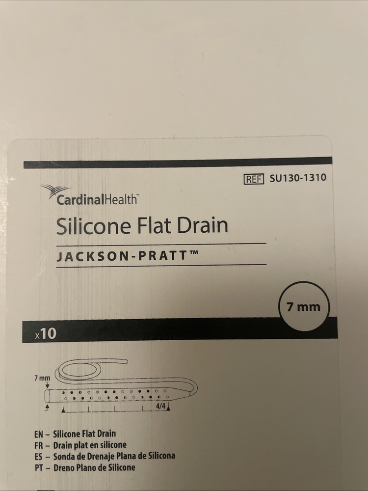 New Cardinal Health Jackson-Pratt Silicon Flat Drain SU130-1310 Box of 10(7mm)