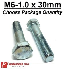 M6-1.0 x 30mm Metric Hex Cap Screws Bolts Zinc Grade 10.9 (Choose Pkg Qty’s)
