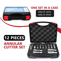 12 Pack 7/16 to 1-1/8 inch Annular Cutters Set with Weldon Shank,11mm ~ 29mm Car