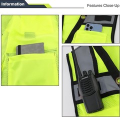 Multi-Pocket High Vis Safety Vest for Engineers & Security