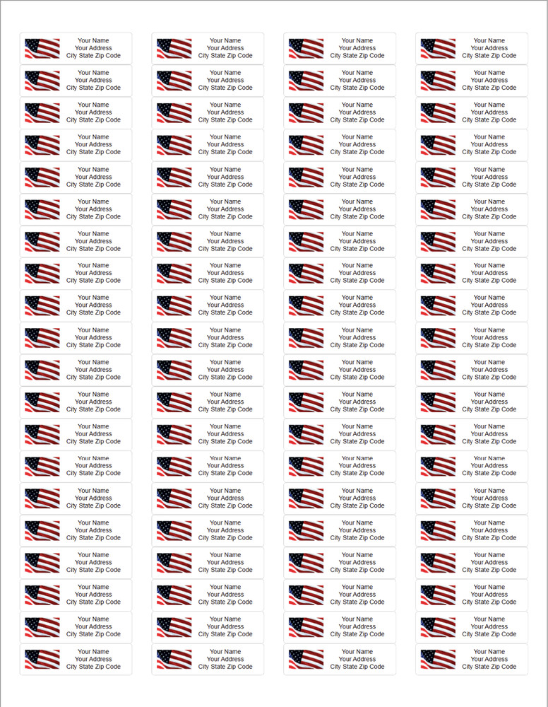 400 Personalized Mailing Address Labels American USA Flag 3 Lines FREE SHIP