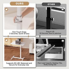 GTPLAYER Small Standing Desk, 24 Inches Mobile Foldable Rolling Laptop PC Tab…