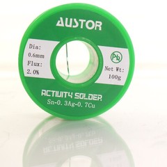 2 Astor 0.6mm Lead Free Solder Wire With Rosin Core, Sn 99% Ag 0.3% Cu 0.7%,100g