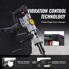 VEVOR Demolition Jack Hammer Concrete Breaker 1400W Hammer 2 Chisel Bit Black