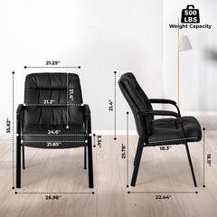 Office Waiting Room Guest Chair, 500lbs Office Reception Lobby PU Leather Cha…