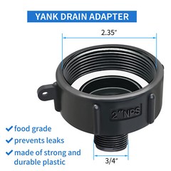 1 PC Tote Tank Adapter 275 330 G IBC Garden Hose Drain Plug Connector 2”NPS US