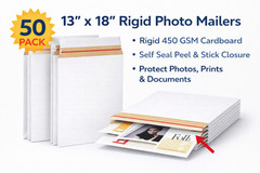 13×18 Rigid Photo Mailers Self Seal Cardboard Document Shipping Flats 450gsm