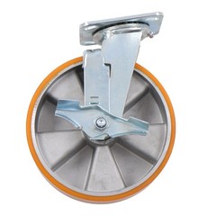 4 Pcs Industrial Casters 8″ Caster Wheel With Brake 6000lbs Orange Aluminum Core