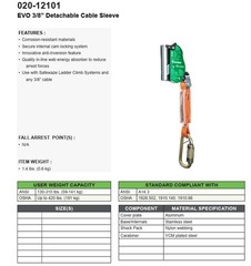 Safewaze EVO 3/8″ Detachable Cable Sleeve for Ladder System, 020-12101