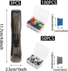 3 Pcs Portable Binder Paper Clam Clip Dispenser with 300 Pcs Metal Refill Clips
