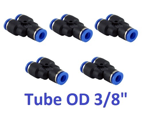 Pneumatic Y Union Connector Tube OD 3/8″ One Touch Push In Tube Fitting 5 Pieces