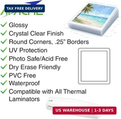 Apache Laminating Pouches 3 Mil, for 8.5 X 11 Inch Letter Size Paper 9 X 11.5 In
