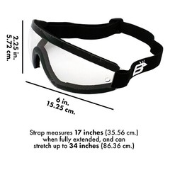 Birdz Eyewear Wing Skydiving & Sports Padded Riding Goggles Black Frame Clear