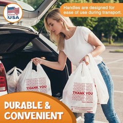 Thank You Plastic Bags Handle White 350 Count 11.5 x 6.5 21″ Grocery Shopping