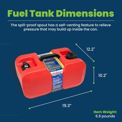 Scepter 6 Gal Under Seat Portable Marine Tank, Fuel Can Container for Boats