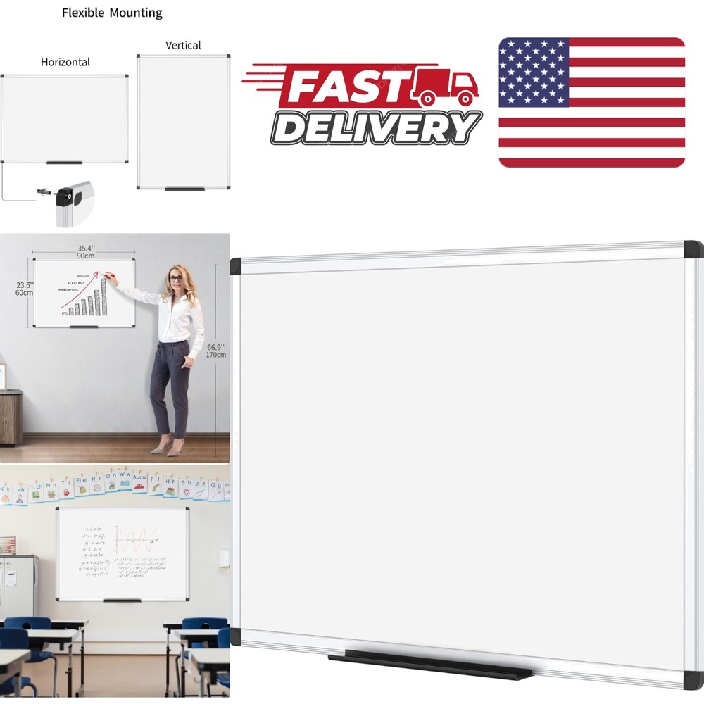 Magnetic Dry Erase Board 36 X 24 Inches Silver Aluminium Frame for Home Office