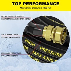 POHIR Pressure Washer Hose – 5 FT Whip with 3/8” Quick 5FT, Black