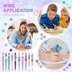 15 Pcs Plastic Beadable Pens Assorted Bead Pens Multicolor Bubblegum Crystal …