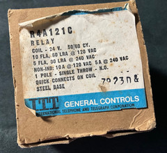 ITT GENERAL CONTROLS R4A121C RELAY 24V COIL 1 POLE NO 10FLA, 60LRA @120V NOS