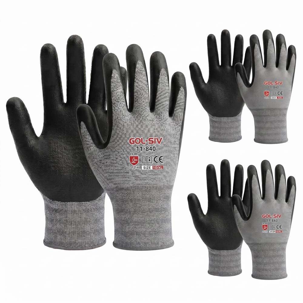 15-Gauge Micro-Foam Nitrile Work Gloves for Men, High Dexterity Mechanic Glov…