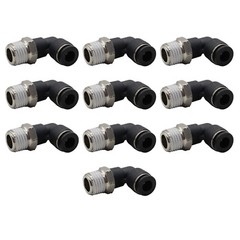 (Qty10) 1/4″ OD Tube X 1/4″ NPT Pneumatic Elbow, Push To Connect Air Fitting
