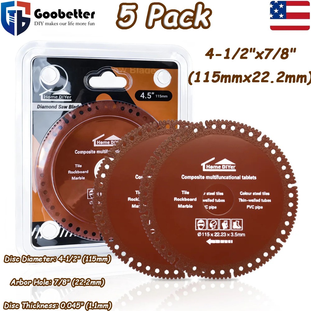 5 Pack Abrasive Cut Off Wheels 4-1/2″x7/8″ Metal Cutting Disc for Angle Grinder