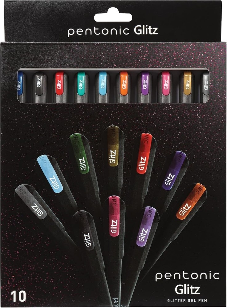 Pentonic Glitter Gel Pens, 10 Count, 10 1 Count (Pack of 10), Assorted