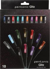 Pentonic Glitter Gel Pens, 10 Count, 10 1 Count (Pack of 10), Assorted