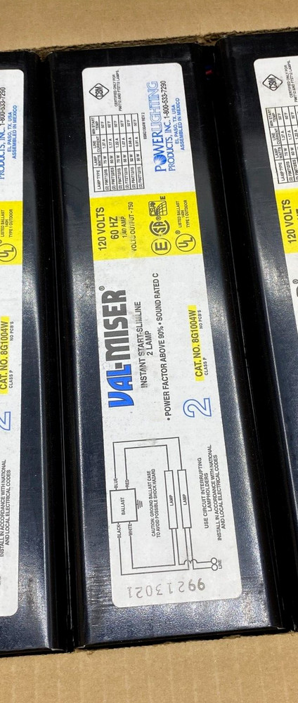 POWER LIGHTING VAL-MISER Rapid Start Ballast 8G1004W 2 Lamp 120V 60Hz QTY:1🔔