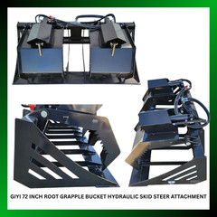 GIYI 72 inch Heavy Duty Root Grapple Bucket Hydraulic Skid Steer Attachment