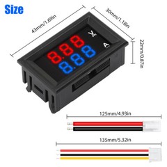 5pcs LED Digital Voltmeter Ammeter Dual Volt Amp Meter Voltage Gauge DC 100V 10A