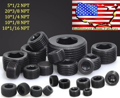 55PCS NPT PIPE PLUGS ASSORTMENT KIT 1/16″ 1/8” 1/4” 3/8” 1/2” END CAP STEEL