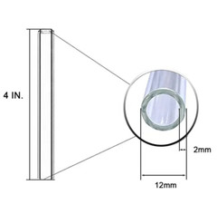 4″/6″/8 Inch Borosilicate Clear Glass Blowing Tube 12mm OD 8mm ID 2mm Thick Wall