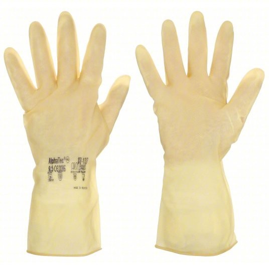 12 -Chemical-Resistant Gloves: 6607, ANSELL Featherweight Plus, 9 1/2 Glove Size