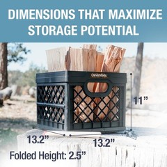 CleverMade Collapsible Milk Crate 25L (6.6 Gal), 50 lb Capacity Heavy Duty Fo…