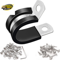 50PCS 3/8 Inch Cable Clamps 304 Stainless Steel Rubber Cushion Insulated Wire Cl