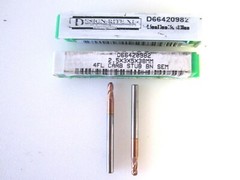 Design Rite 2.5mm Carbide TiCN 4F Stub Ball End Mill 2.5 X 3 X 5 X 38mm Lot Of 2