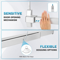 Surface Vertical Rod Exit Device, 32In Commercial Door Push Bar Panic Device wit