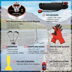 FINDMAG Magnet Fishing Kit with Case 1500 LBS Pulling Force Super Strong Fishing