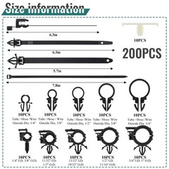 200pcs Nylon Cable Tie Clips, Universal Wire Loom Routing Buckles for Cars & Tru