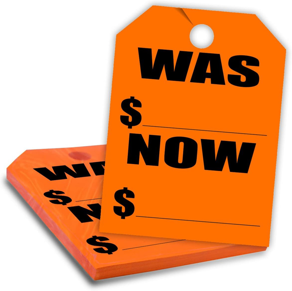 Versa-Tags Car Mirror Hang Tags – 8.5″ X 11.5″, Slogan-Was/Now, Pack of 50, Perf