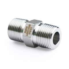 U.S. Solid 304 Stainless Steel Fitting Hex Nipple, NPT 3/8″ Male x 3/8″ Male
