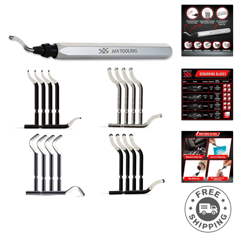 Versatile Deburring Tool for 3D Printing, Metal & PVC – 21 Blade Kit Included