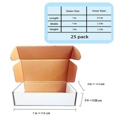 7x4x2 inch Shipping Boxes, White Corrugated Cardboard Box 7”x4”x2”,