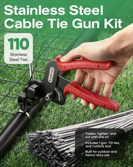112PCS Heavy Duty 304 Stainless Steel Cable Tie Gun Kit, Includes 110PCS 11.8
