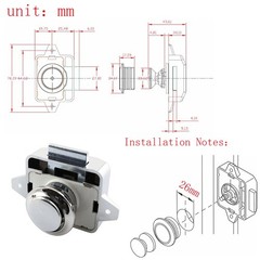 Push Button Catch Lock Drawer Cabinet Cupboard Door Keyless Latch Knob Silver