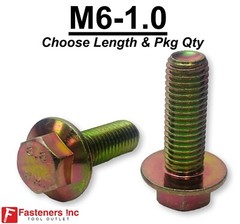 M6-1.0 Grade 8.8 Metric Flange Bolts Yellow Zinc (Choose Length & Qty’s)