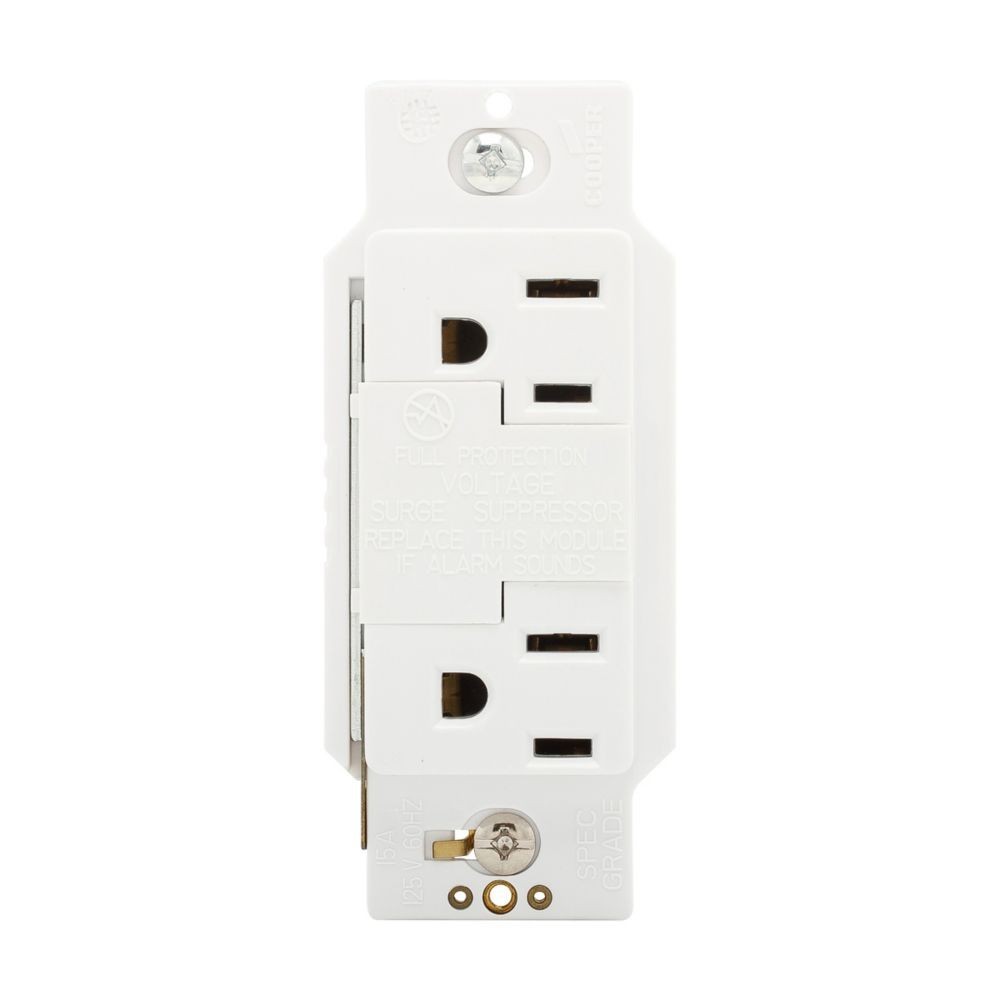 Eaton Cooper 1208W – TVSS Recp Duplex 15A 125V SurgeBloc White Outlet