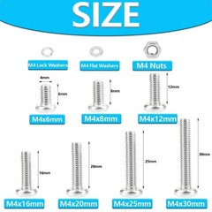 M4 Phillips Pan Head Machine Screws, 370pcs Stainless Steel Kit (M4 x 6mm, 8m…