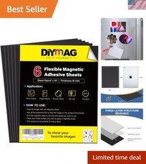 Versatile 8″ x 10″ Flexible Magnetic Sheets with Adhesive Backing – 6 Pack